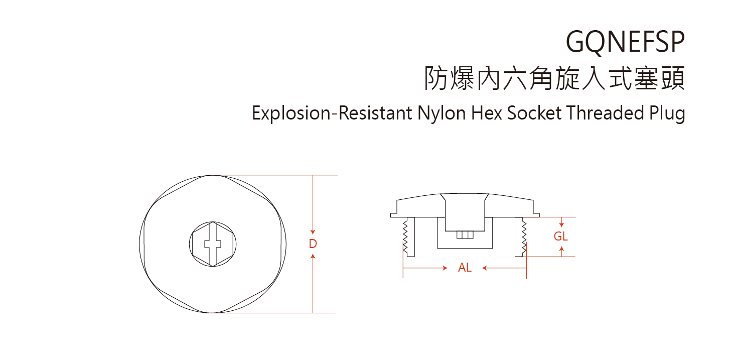 GQNEFSP Hex Socket Blanking Plug engineering drawing
